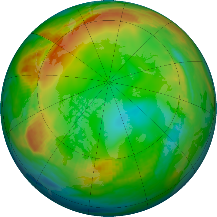 Arctic ozone map for 11 January 1989